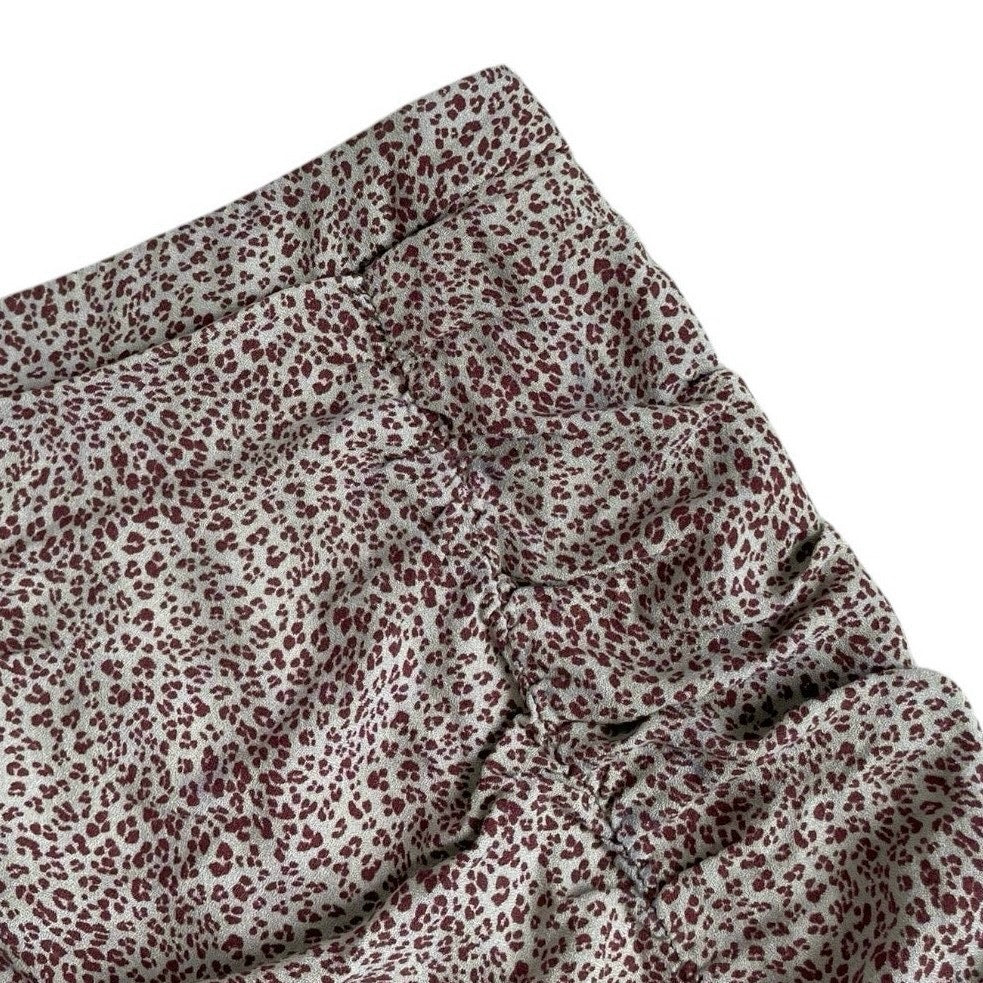 Soft Beige Cheetah Print Ruched Mini Skirt
