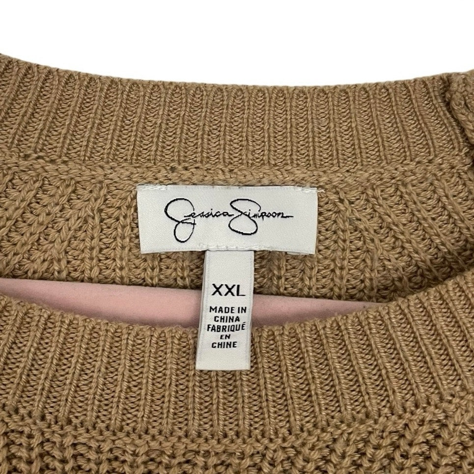 Jessica Simpson Beige Knit Crewneck Sweater