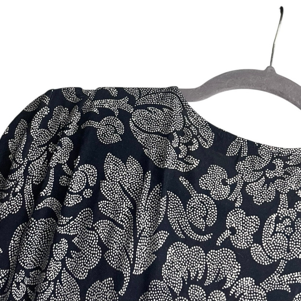 LOFT Navy Blue & White Floral Wrap Mini Dress