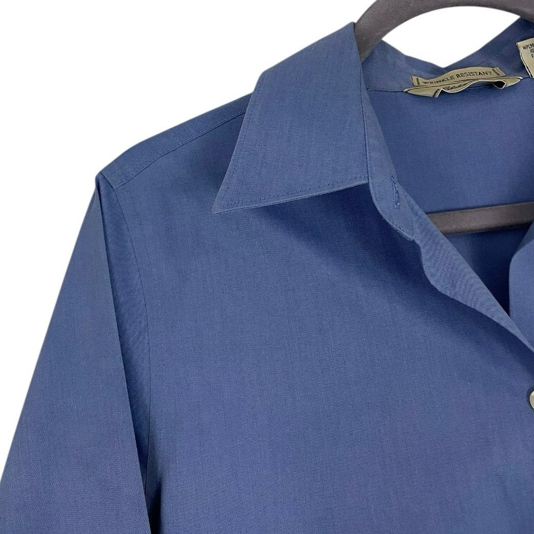 Eddie Bauer Blue Wrinkle Resistant Long Sleeve Button Down Top