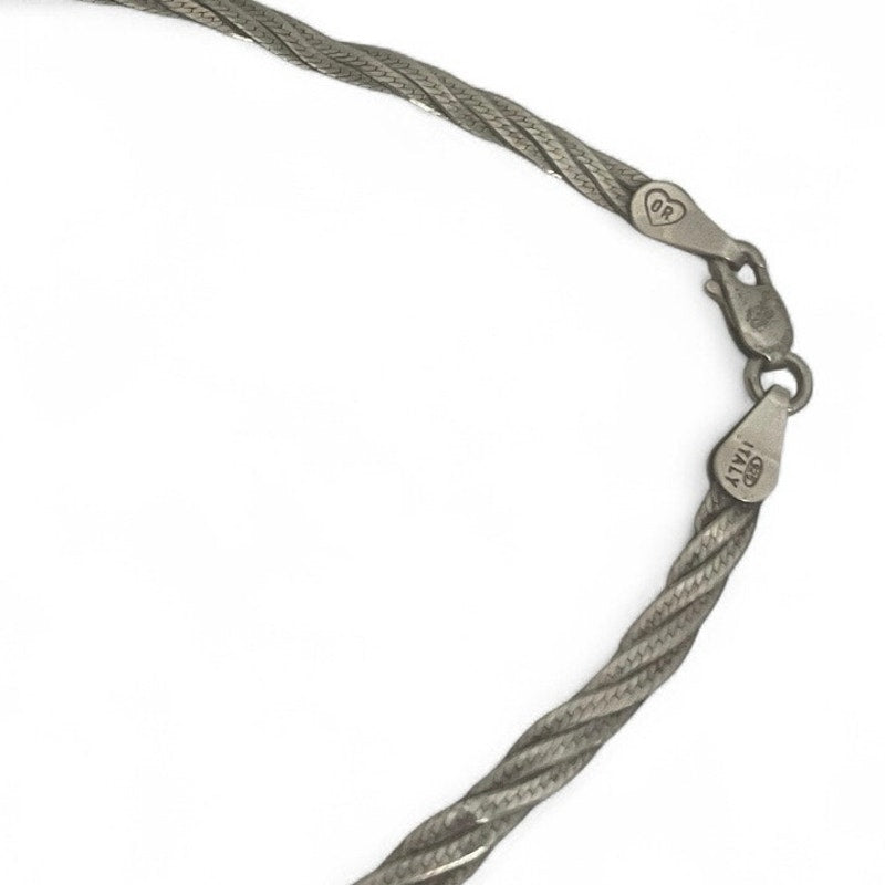 Vintage Silver Thin Braided Chain Necklace