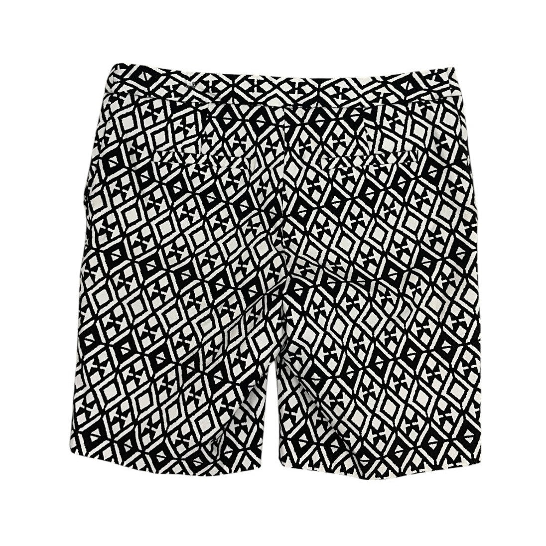 Mario Serrani Black & White Geometric Bermuda Midi Shorts