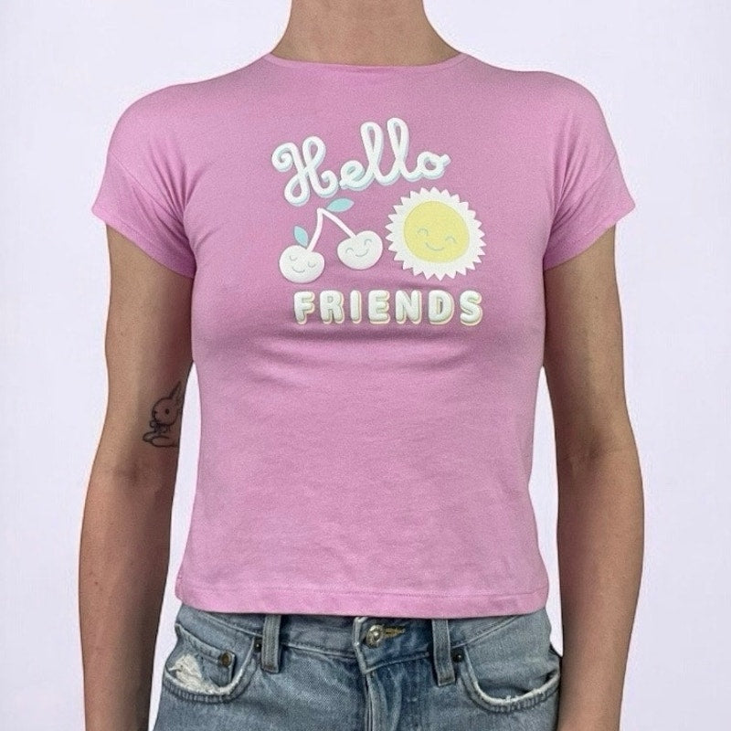 365 Kids Pink Hello Friends Graphic Short Sleeve Tee