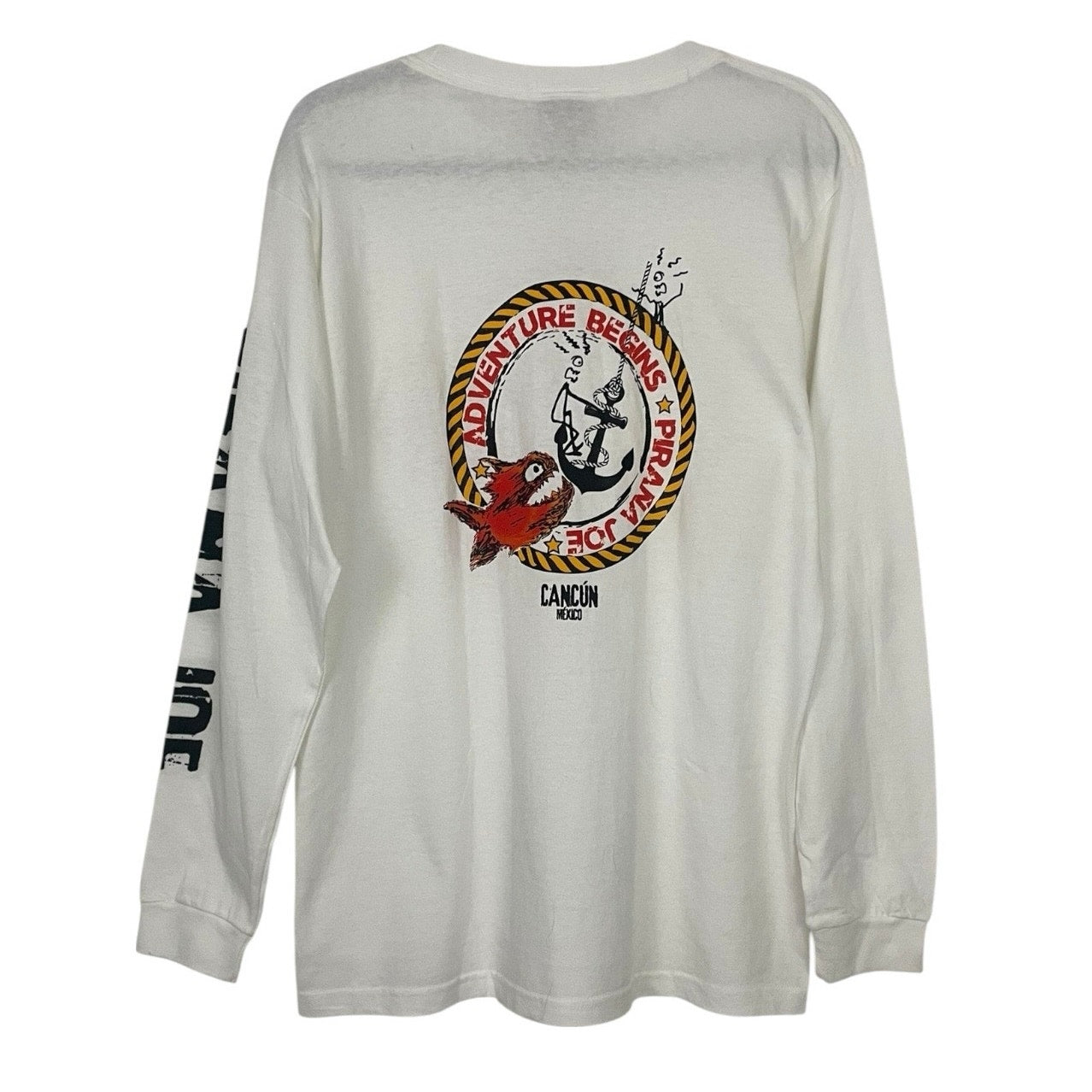 NWT Pirana Joe Cancun White Long Sleeve Anchor Graphic Tee