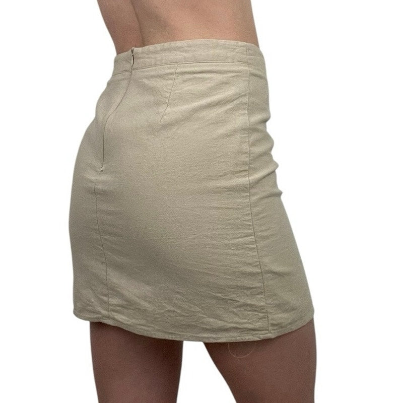 Eight Paris Beige Mini Skirt with Side Slit