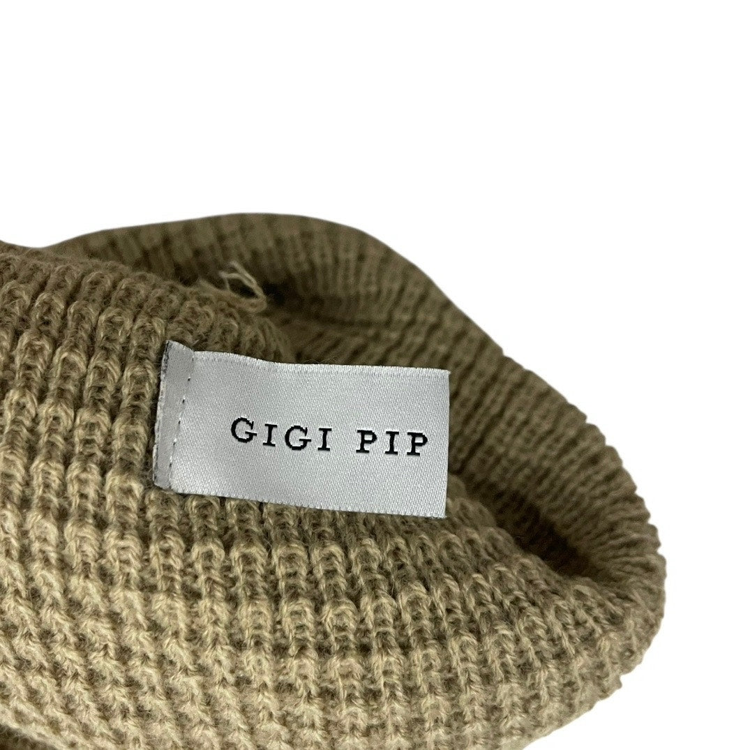 Gigi Pip Beige Waffle Knit Beanie Hat