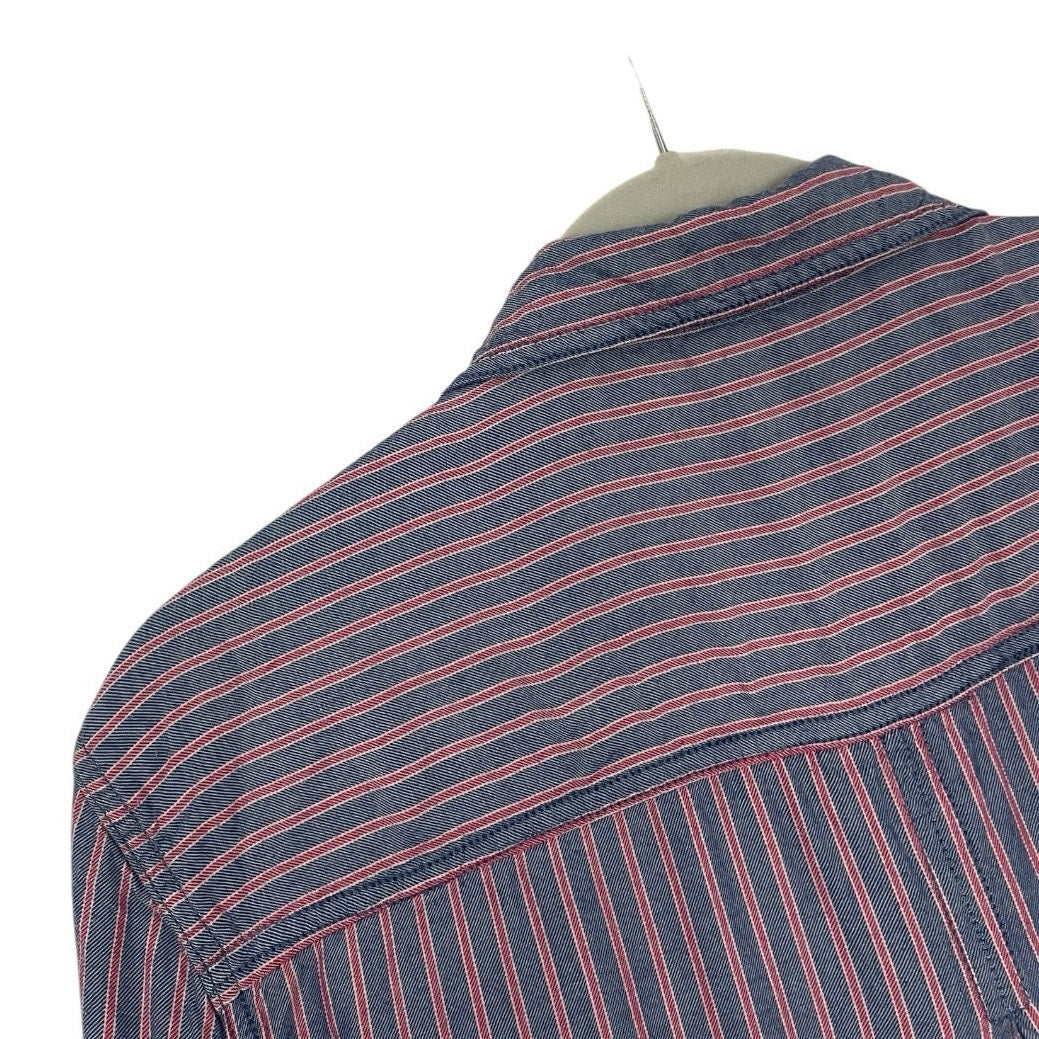 BeachLunchLounge Blue & Red Striped Long Sleeve Button Down Blouse