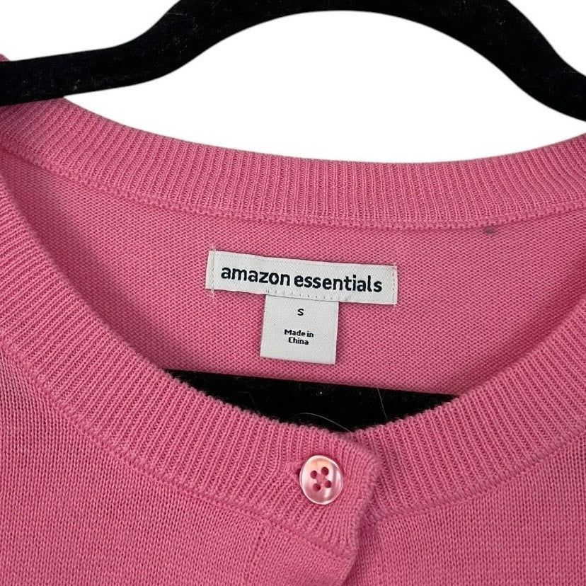 NWT Amazon Essentials Pink Button Down Cardigan Sweater