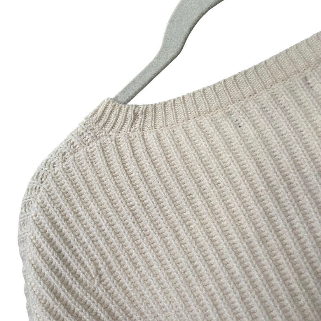 Banana Republic Cream Knit Cuffed Sleeve Crewneck Sweater