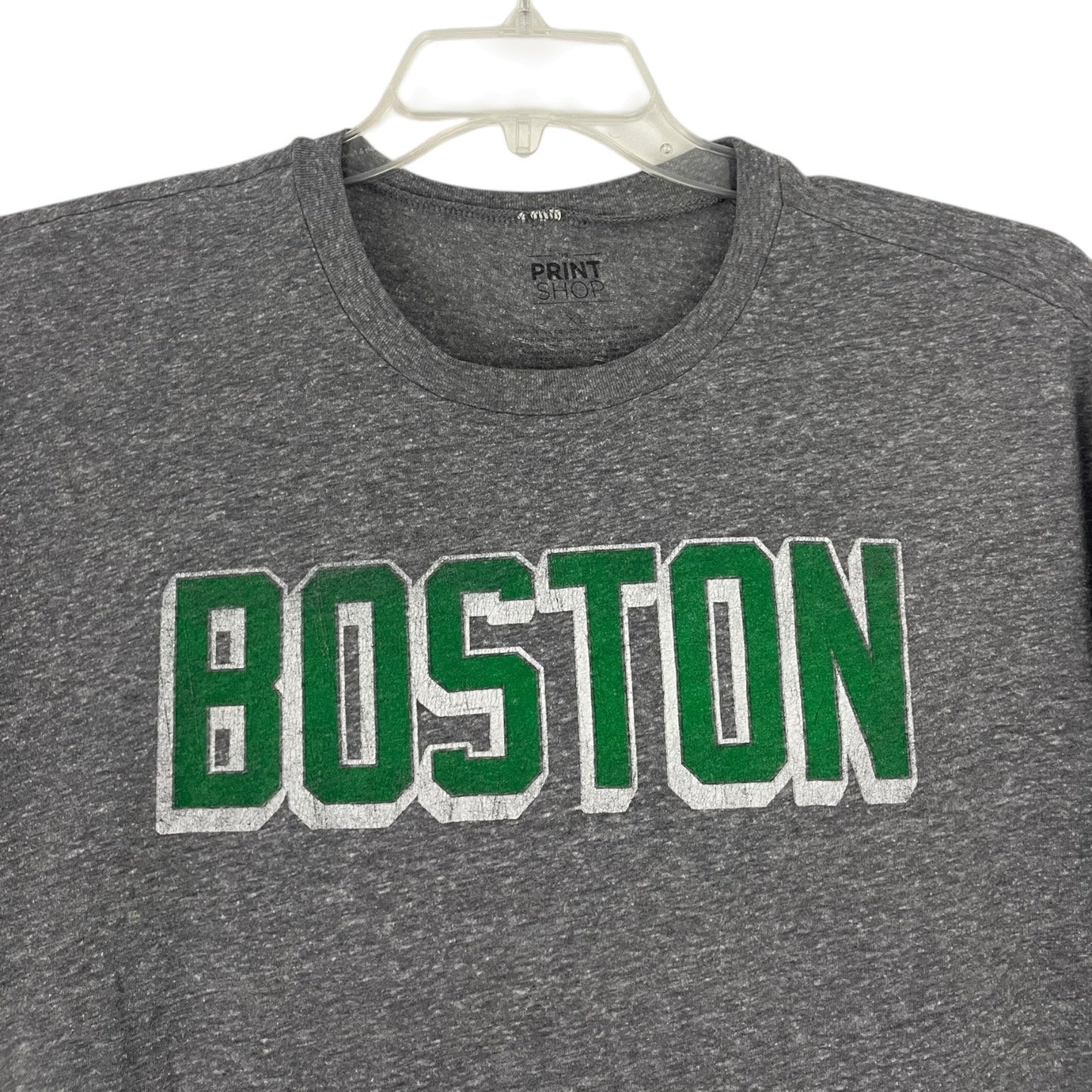 The Print Shop Mens Grey Boston Short Sleeve Graphic Tee