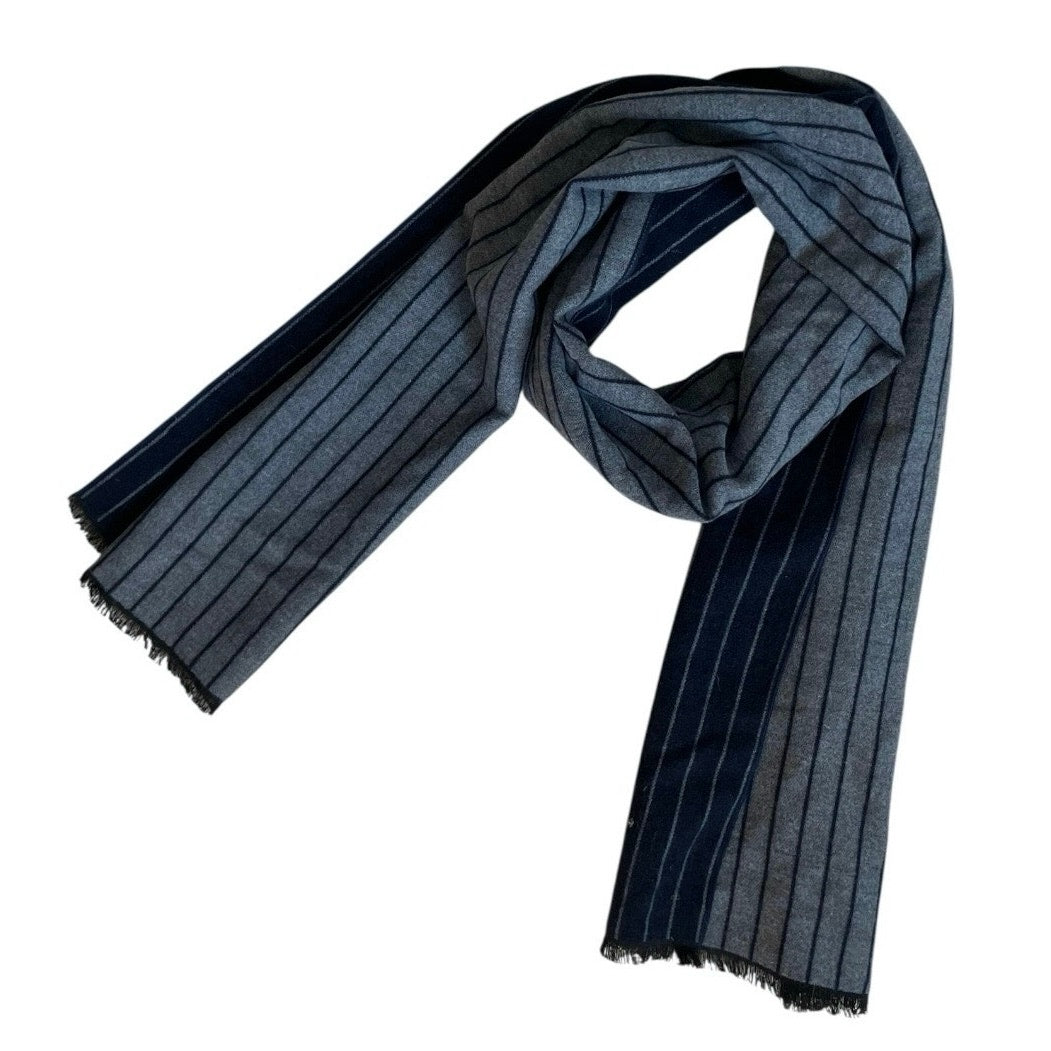 Save the Ocean Apparel Co. Navy Blue Striped Silk Knit Scarf
