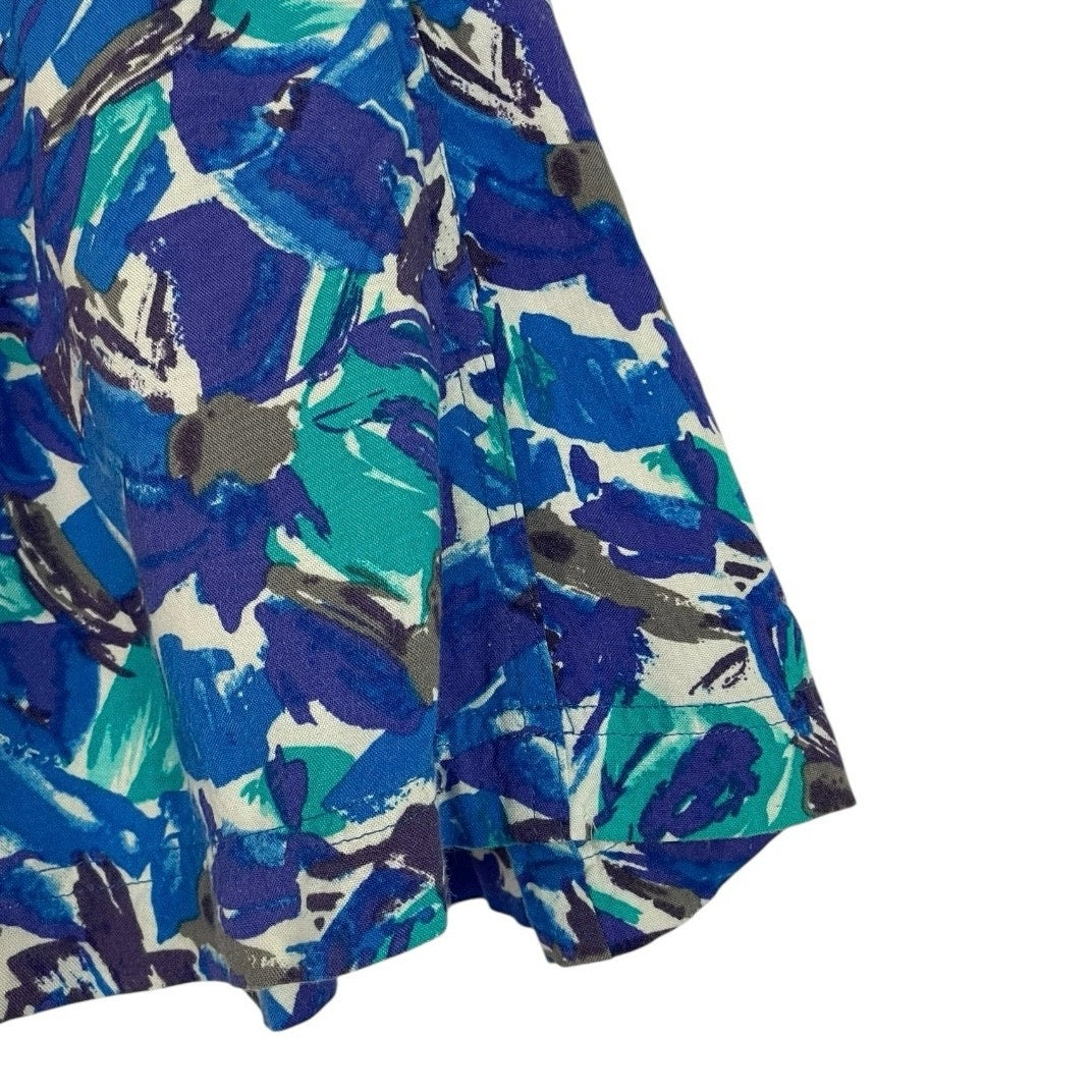 I Love H81 Blue Patterned Mini Skirt with Pockets