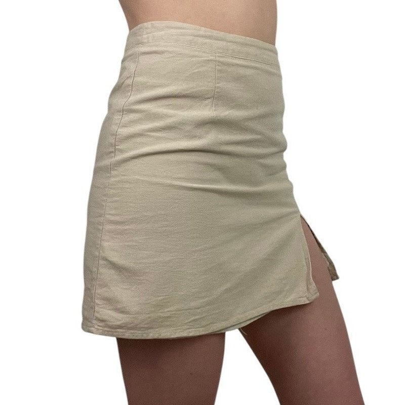 Eight Paris Beige Mini Skirt with Side Slit