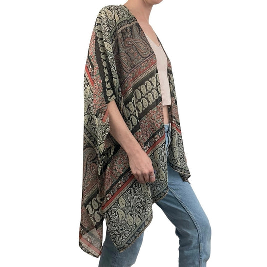 Cecico Sheer Boho Paisley Floral Print Kimono