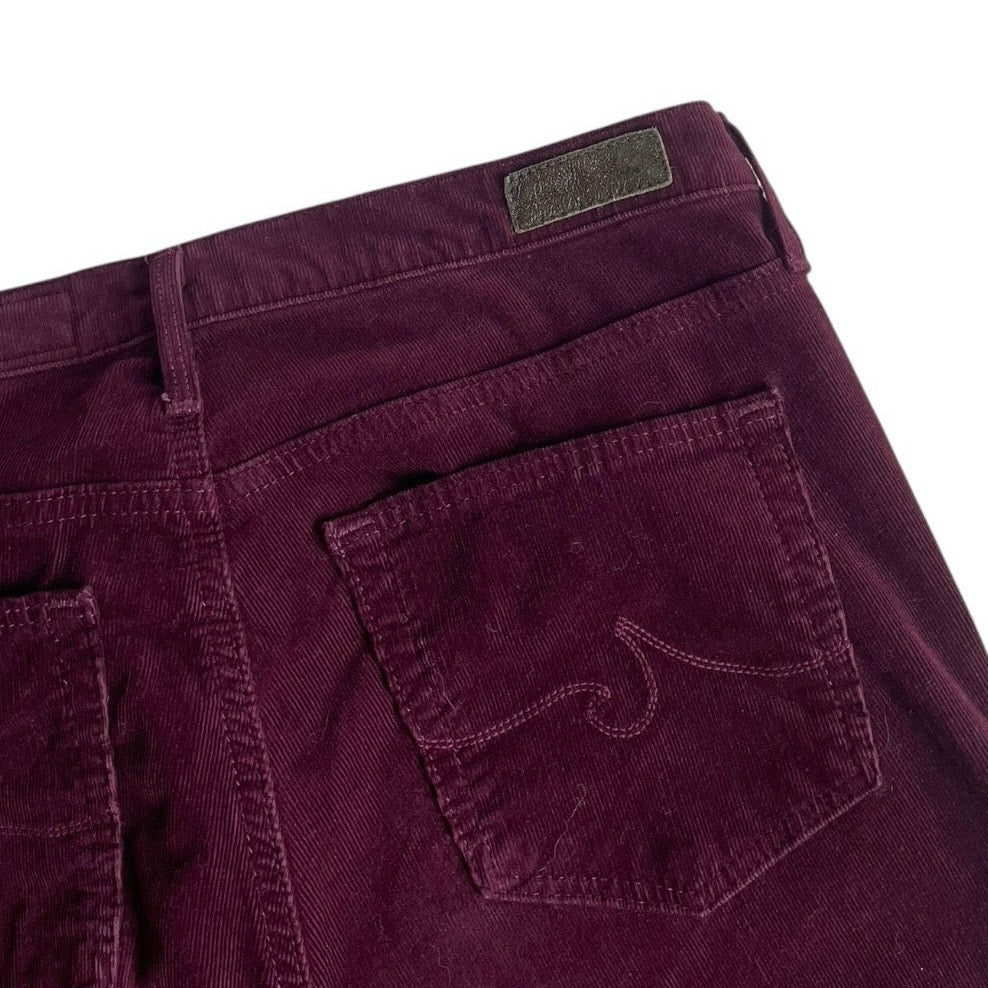 Ag Adriano Goldshmied The Prima Mid-Rise Cigarette Maroon Corduroy Pants