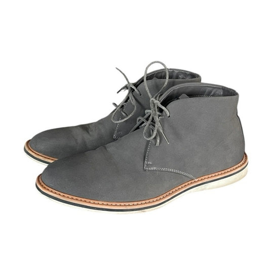 Madden by Steve Madden Mens Grey Faux Suede Lace Up High Top Dress Shoes