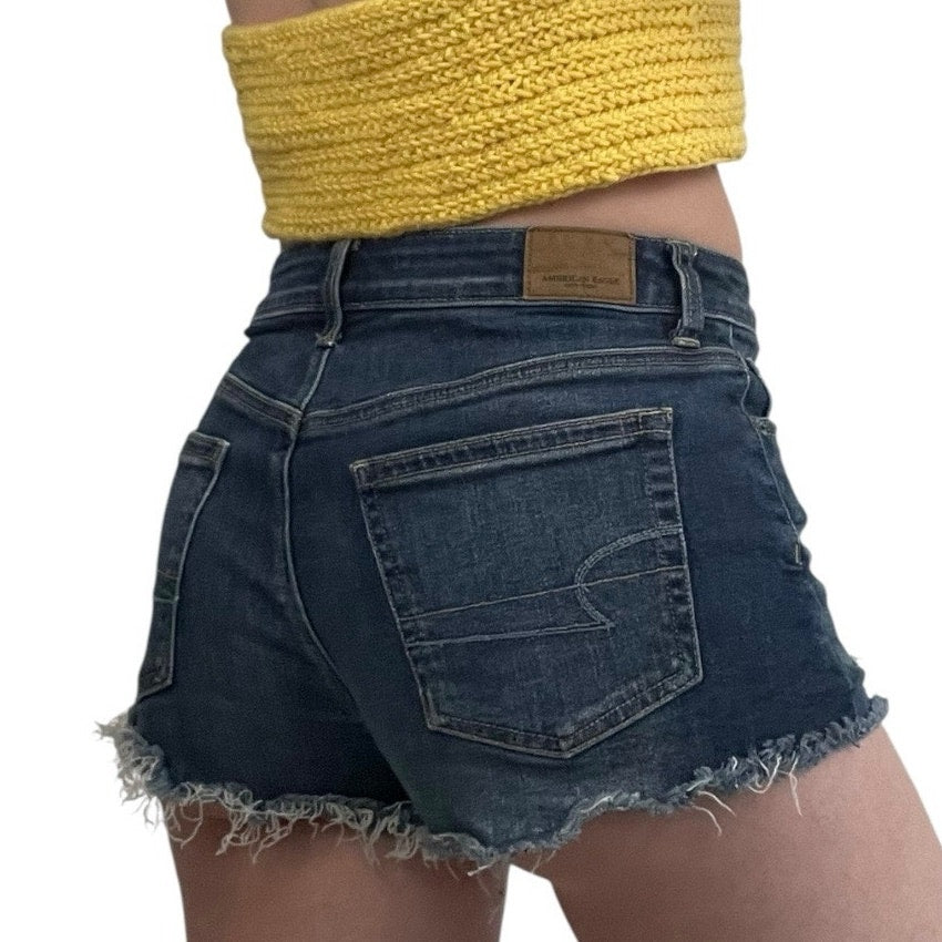 American Eagle Super Stretch X Hi-Rise Festival Distressed Mini Jean Shorts