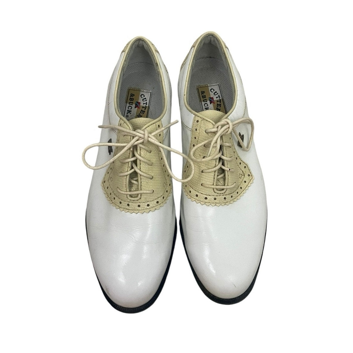 Cutter & Buck Leather White and Cream Lace Up Golf Shoes