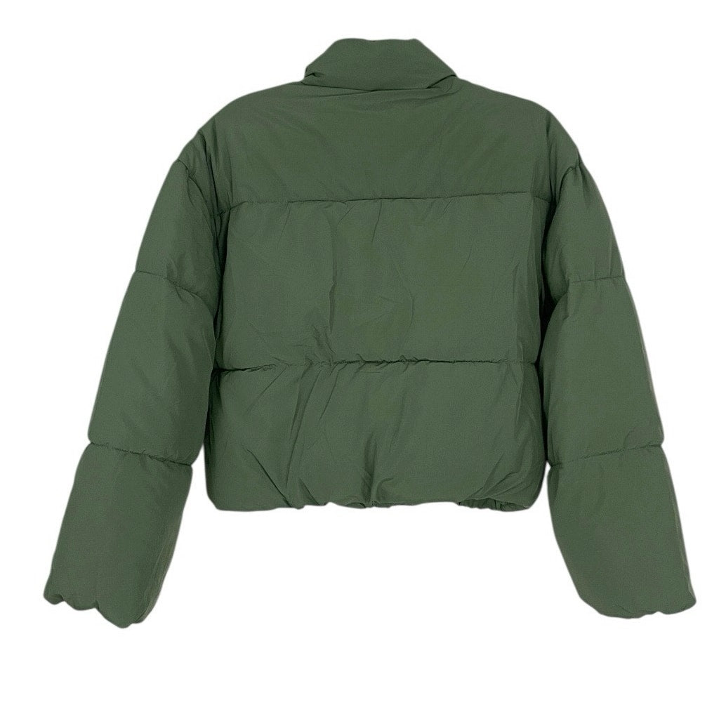 Love Tree Green Cropped Zip Up Puffer Jacket