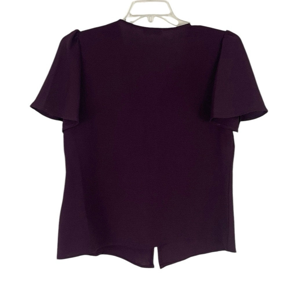 Calvin Klein Plum Maroon Short Bell Sleeve Button Down Blouse