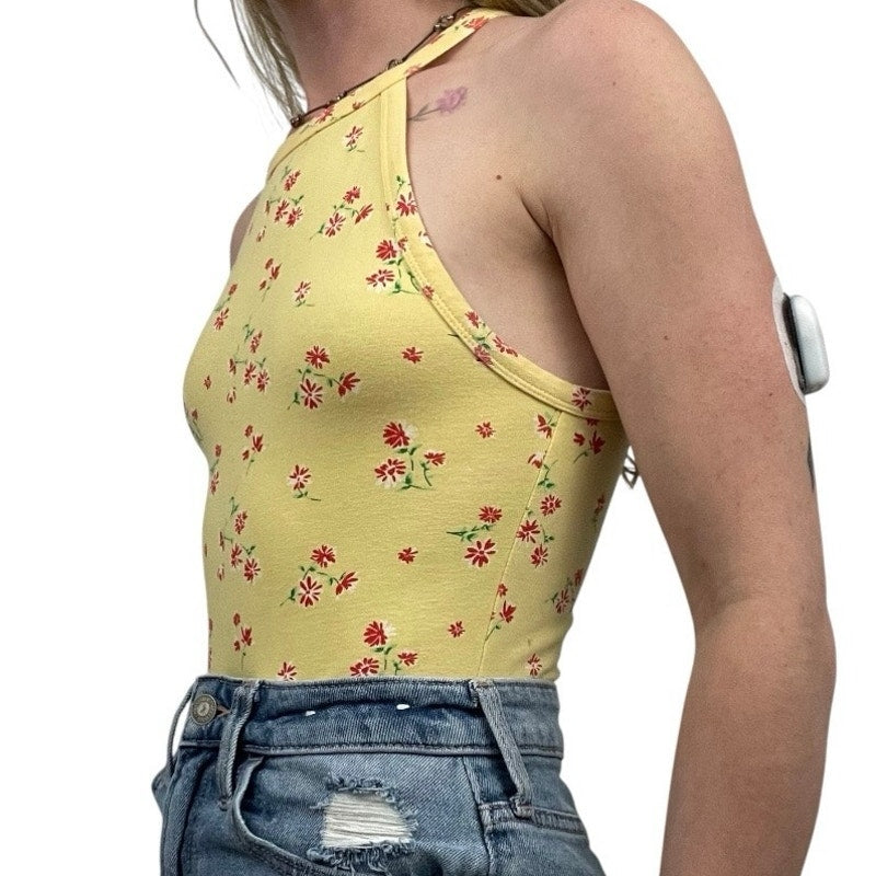 Forever 21 Yellow & Red Floral Bodysuit