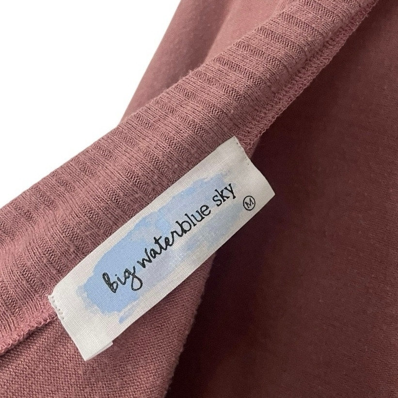 Big Water Blue Sky Pink Open Cutout Knot Back Sweater