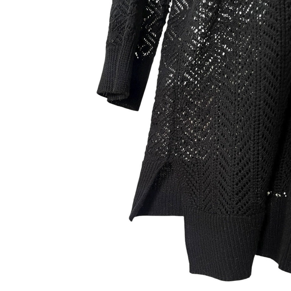 Verve Ami Black Sheer Knit Cardigan Sweater