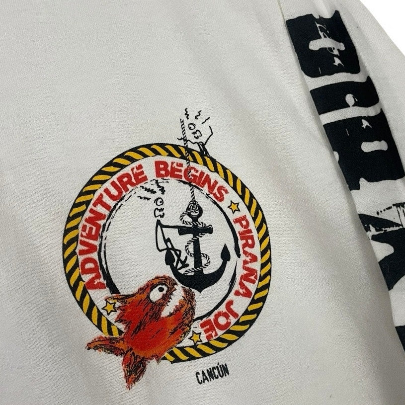 NWT Pirana Joe Cancun White Long Sleeve Anchor Graphic Tee