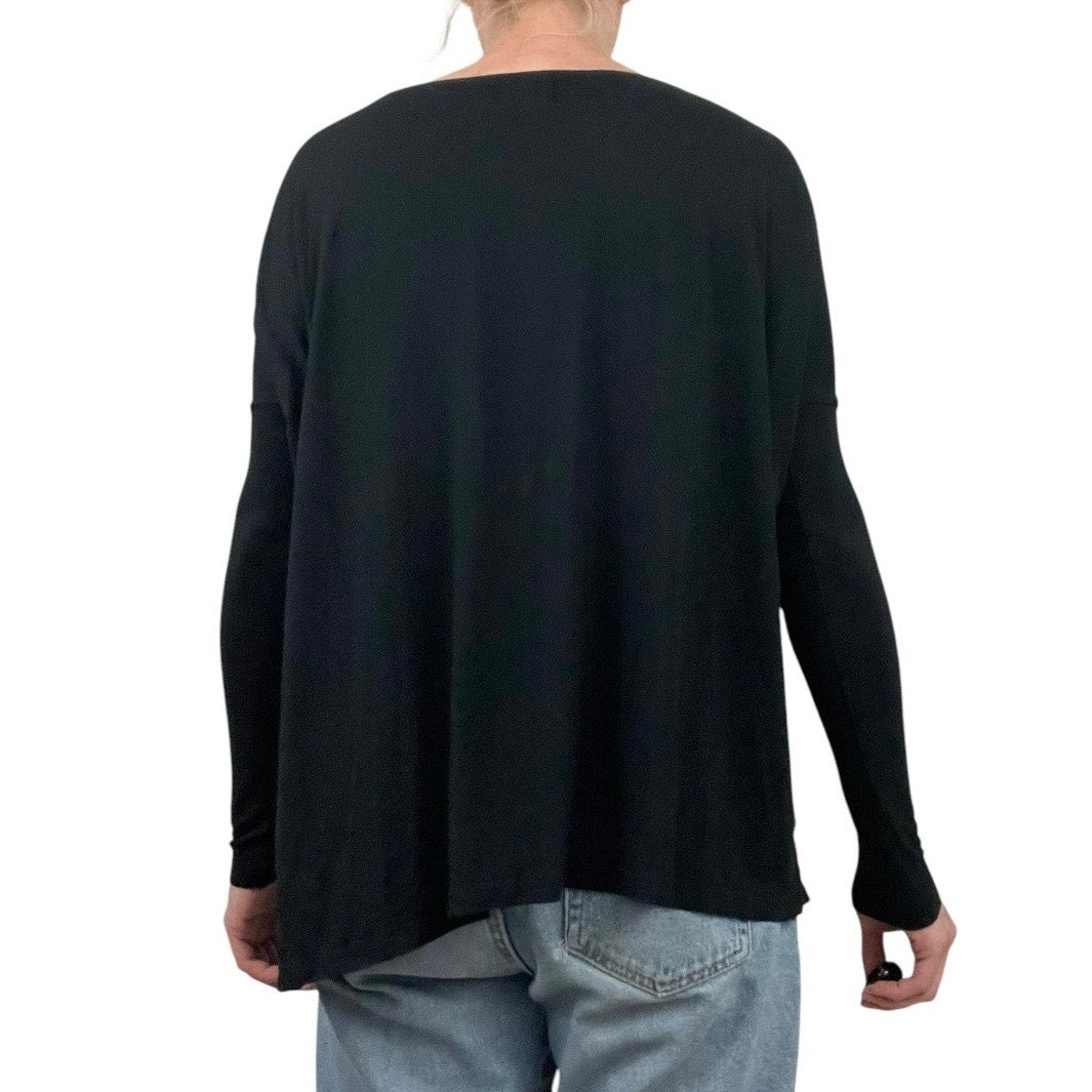 Lamixx Soft Black Long Sleeve Scoop Neck Blouse