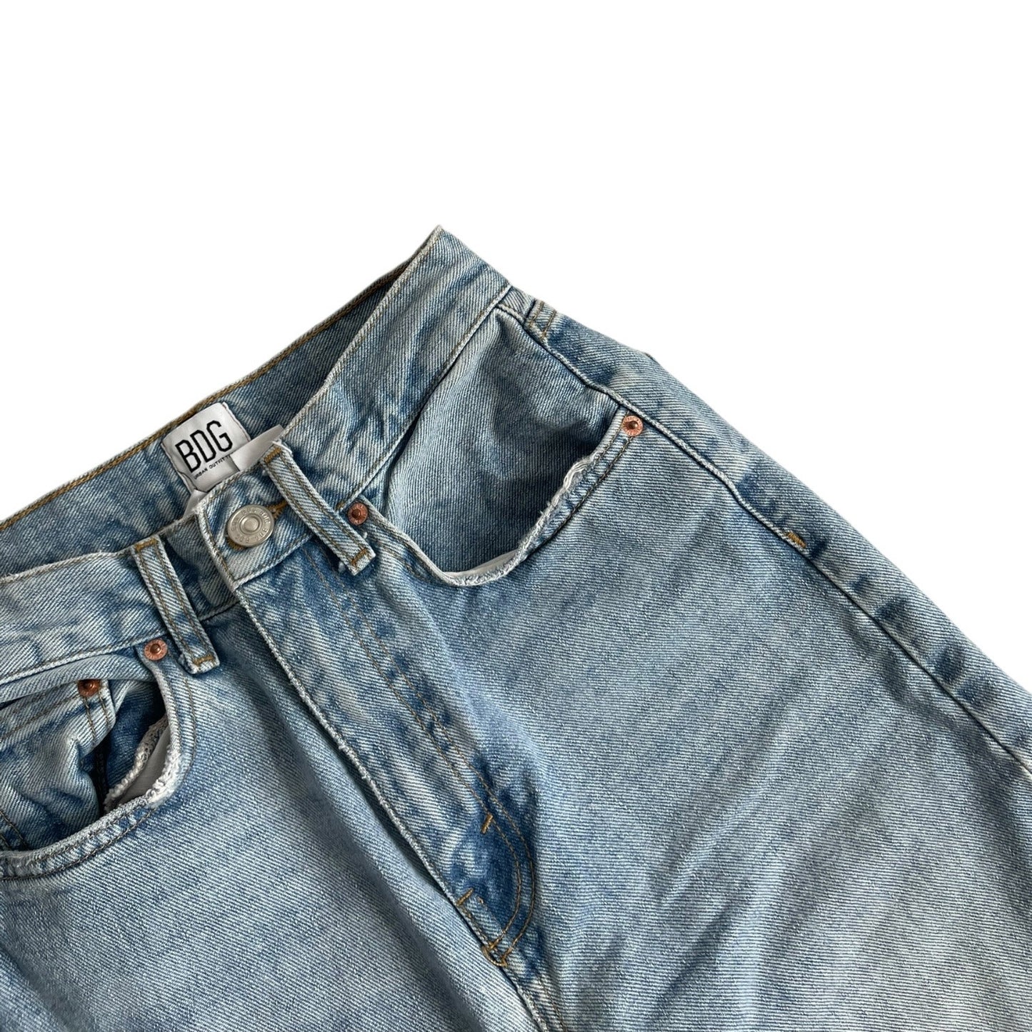 BDG Distressed Light Wash High-Rise Baggy Jeans