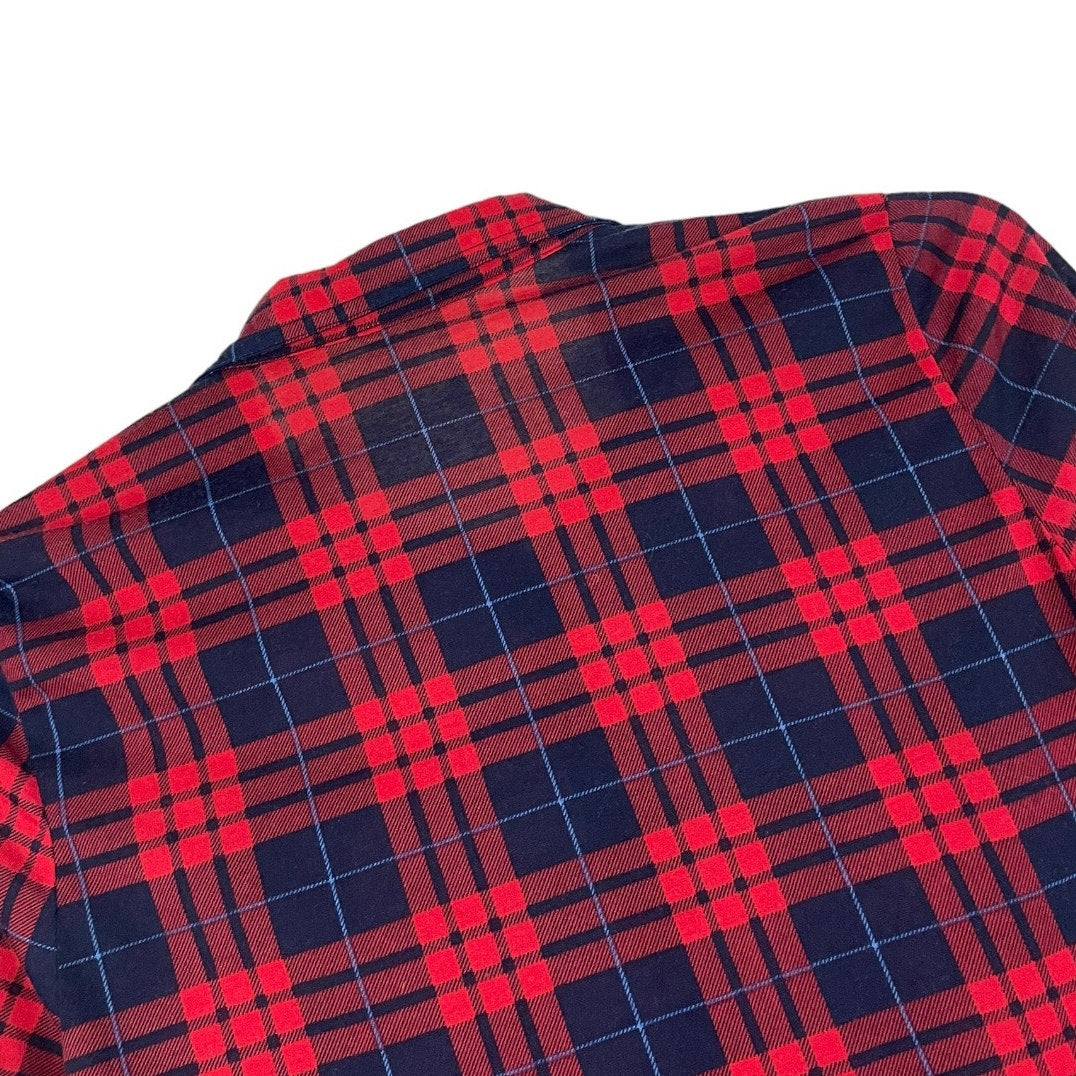 Passport Red and Navy Blue Plaid Soft Long Sleeve Button Down Shirt