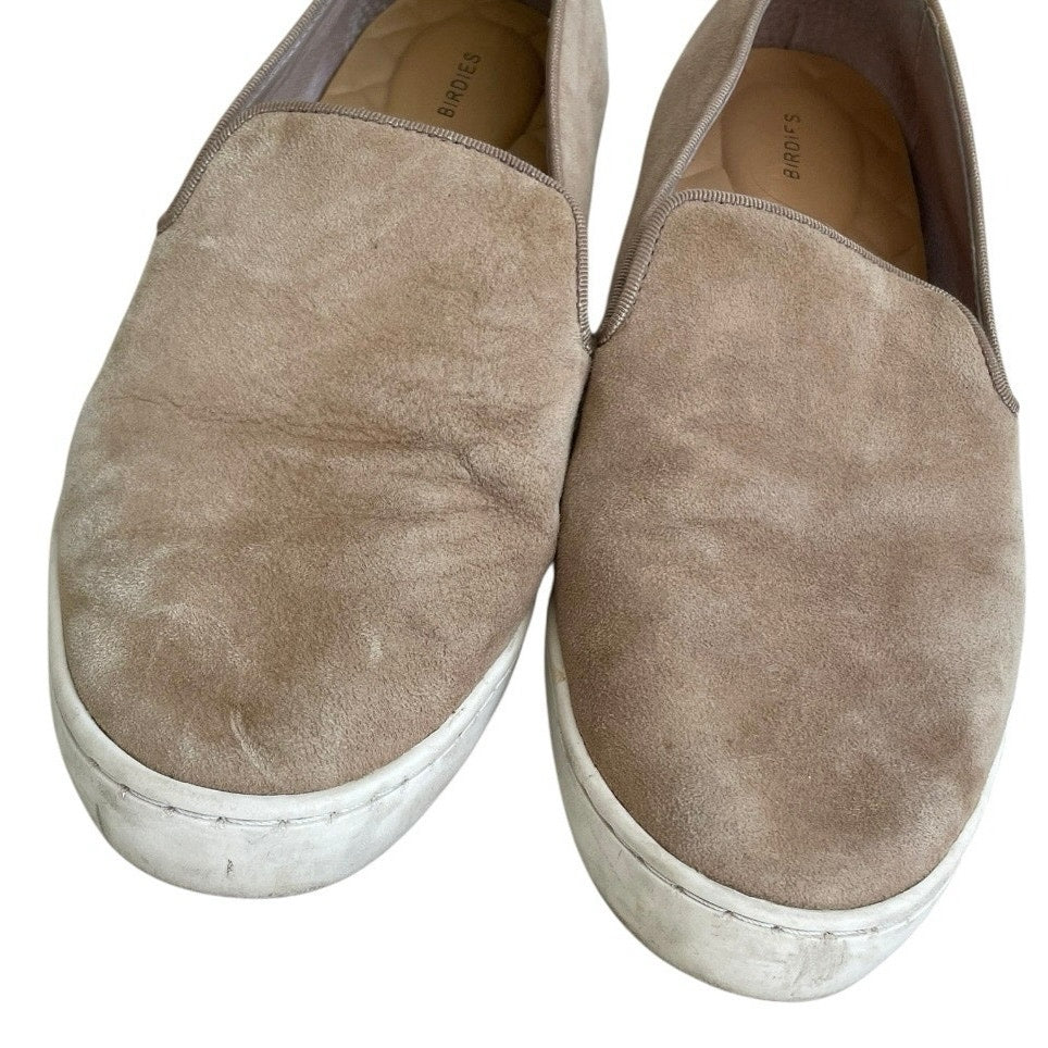 Birdies Beige Genuine Suede Leather Slip-On Espadrilles