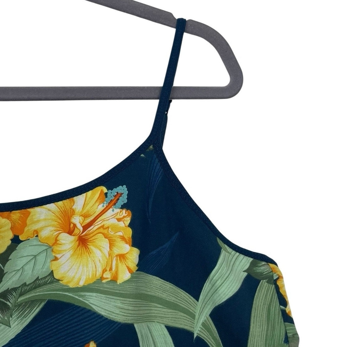 NWT Caribbean Joe Navy Blue & Yellow Floral Tropical Tank Top