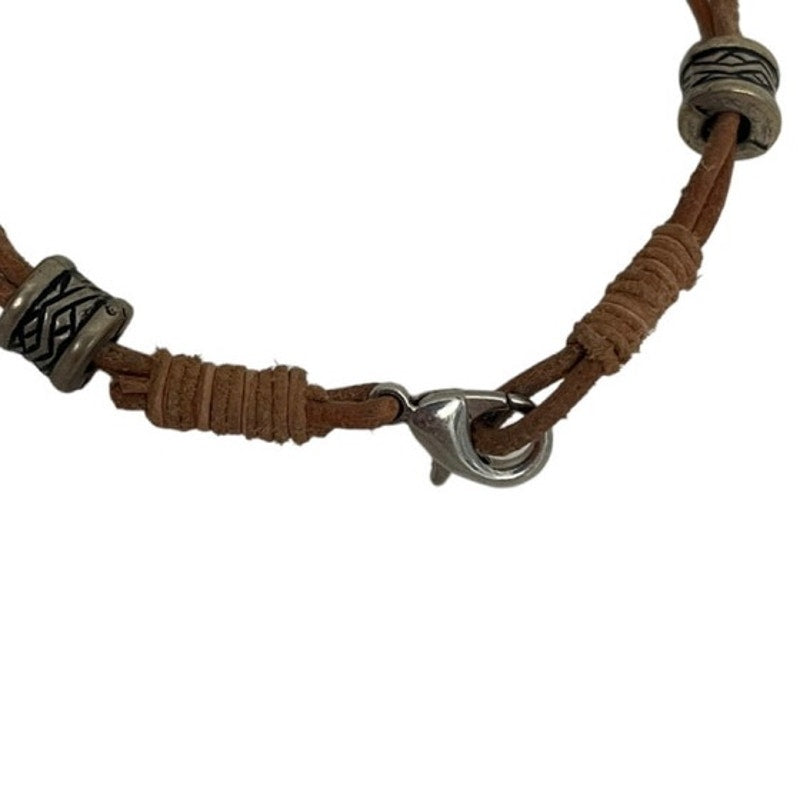 Boho Beaded Tan Leather Layered Bracelet
