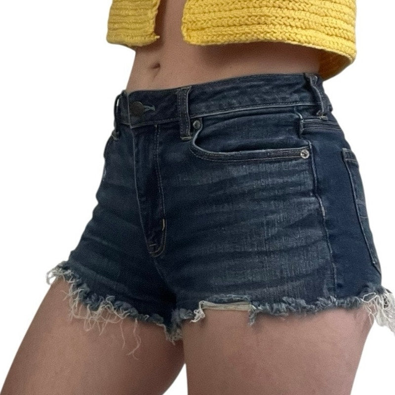 American Eagle Super Stretch X Hi-Rise Festival Distressed Mini Jean Shorts