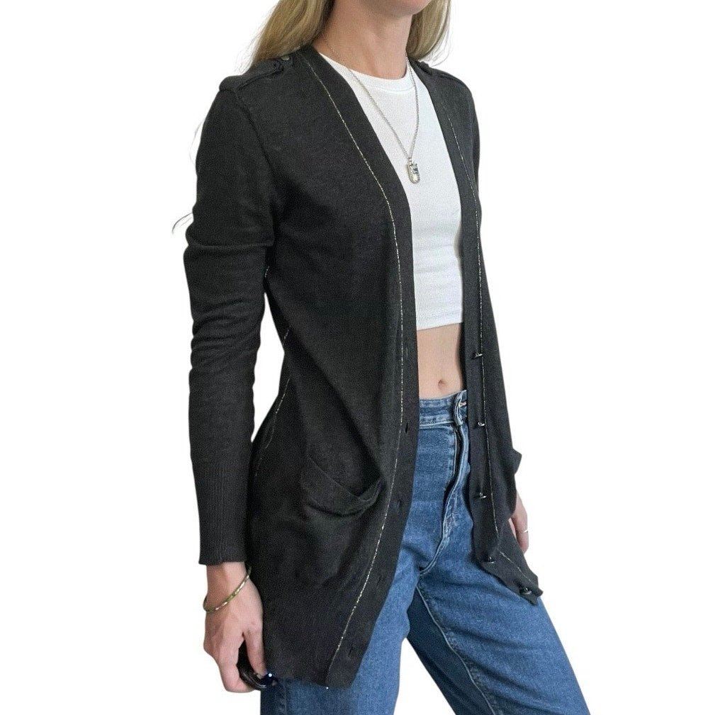 Ann Taylor LOFT Grey Button Down Cardigan Sweater