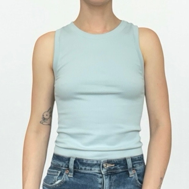 Light Blue Ribbed Tank Top