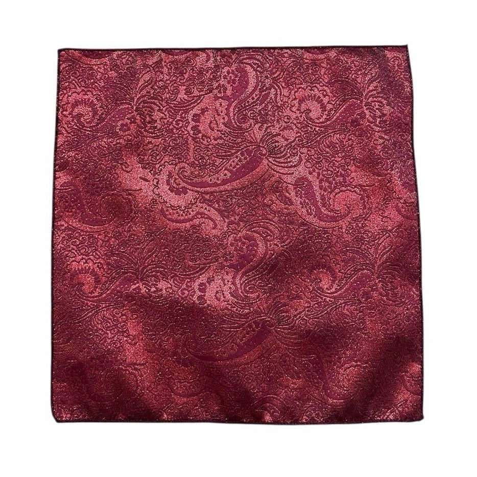 Red Glittery Paisley Mens Pocket Square