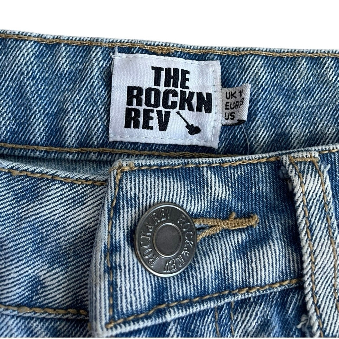 The Rockn Rev Super Distressed High Rise Light Wash Cuffed Jeans