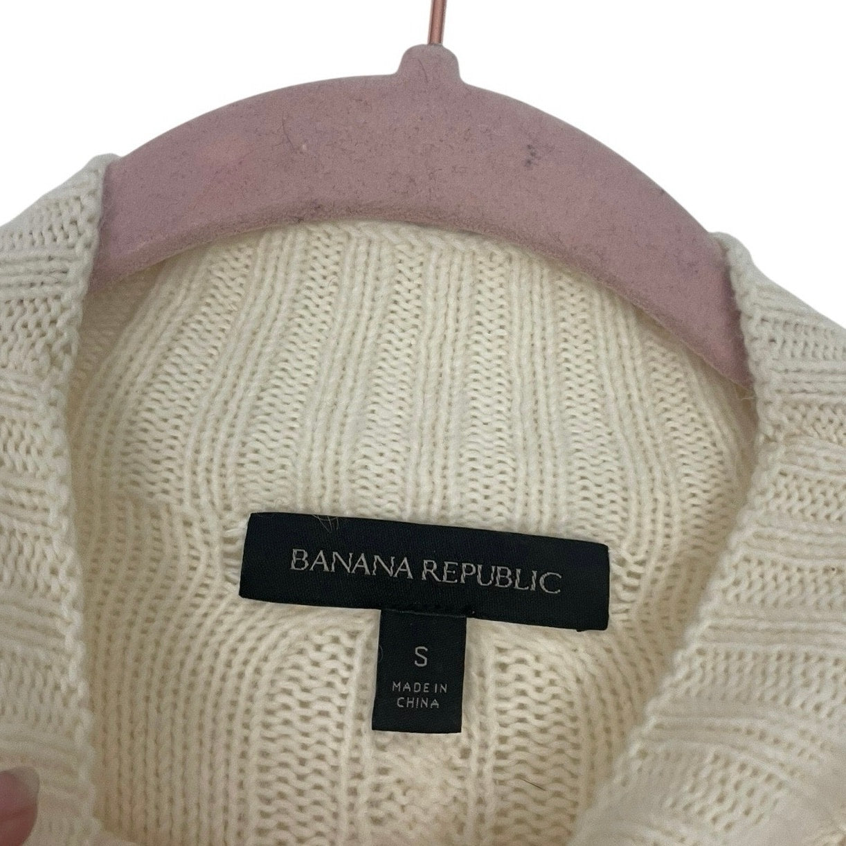 Banana Republic Cream Cable Knit High Neck Sweater