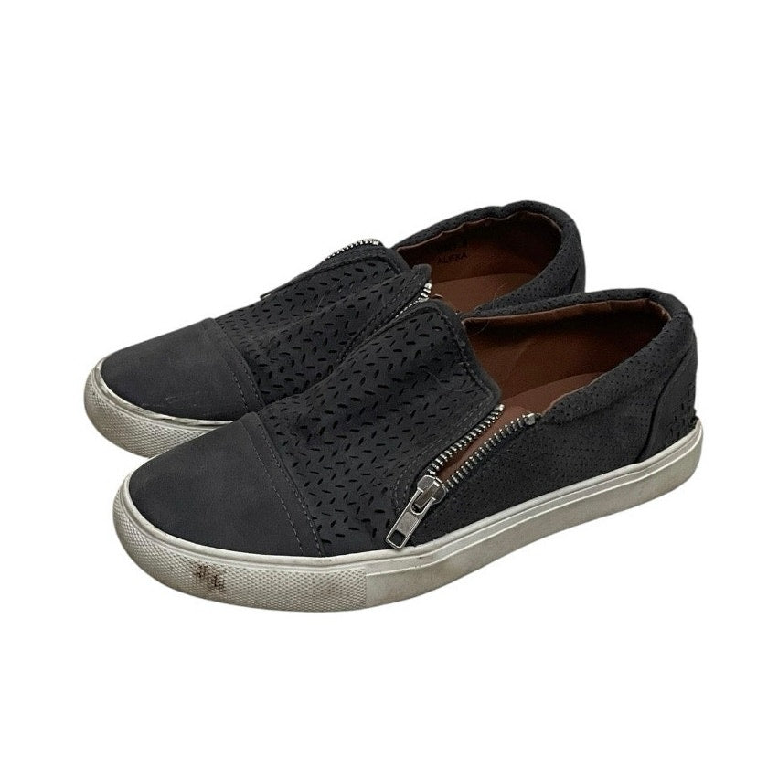 Report Alexa Grey Perforated Zipper Slip On Sneakers