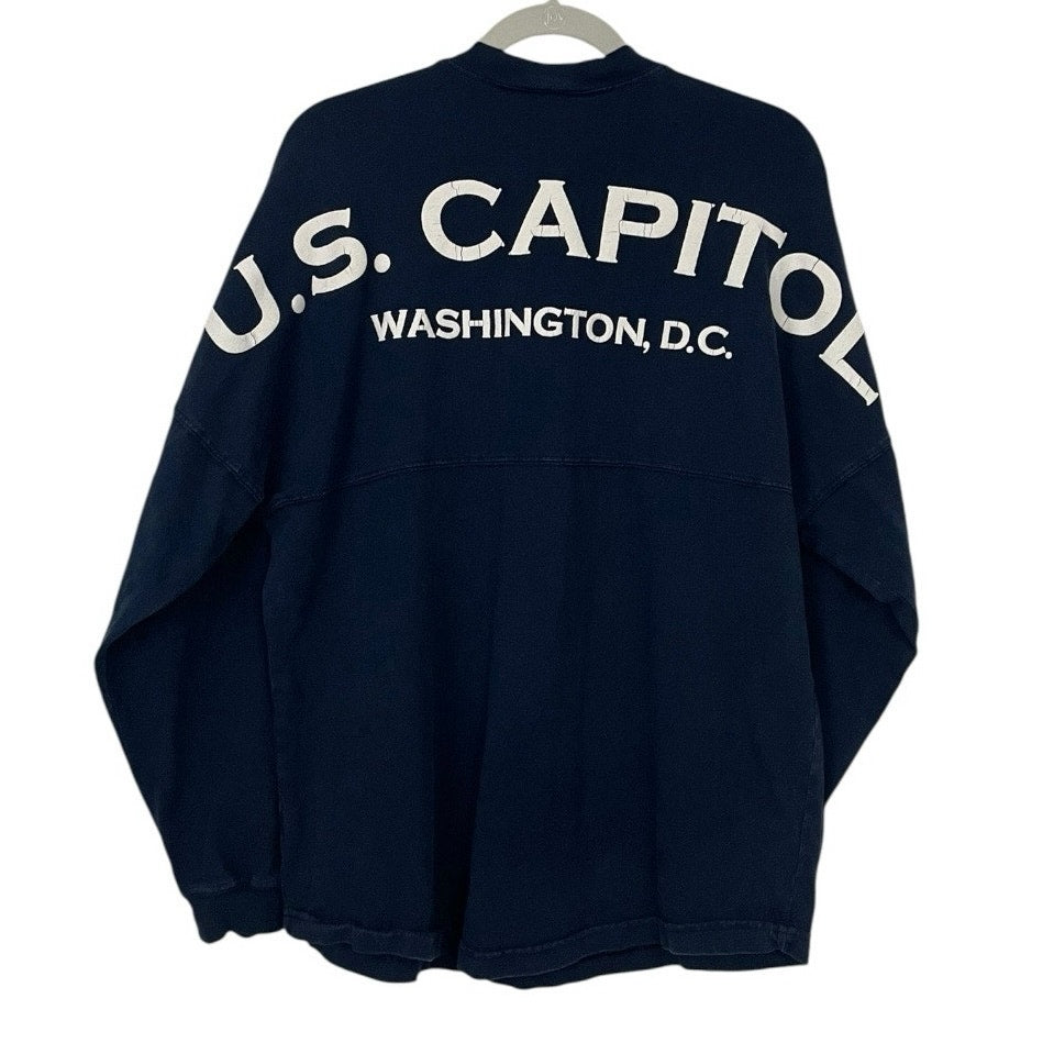 Spirit U.S. Capitol Washington, D.C. Navy Blue Graphic Long Sleeve Crewneck