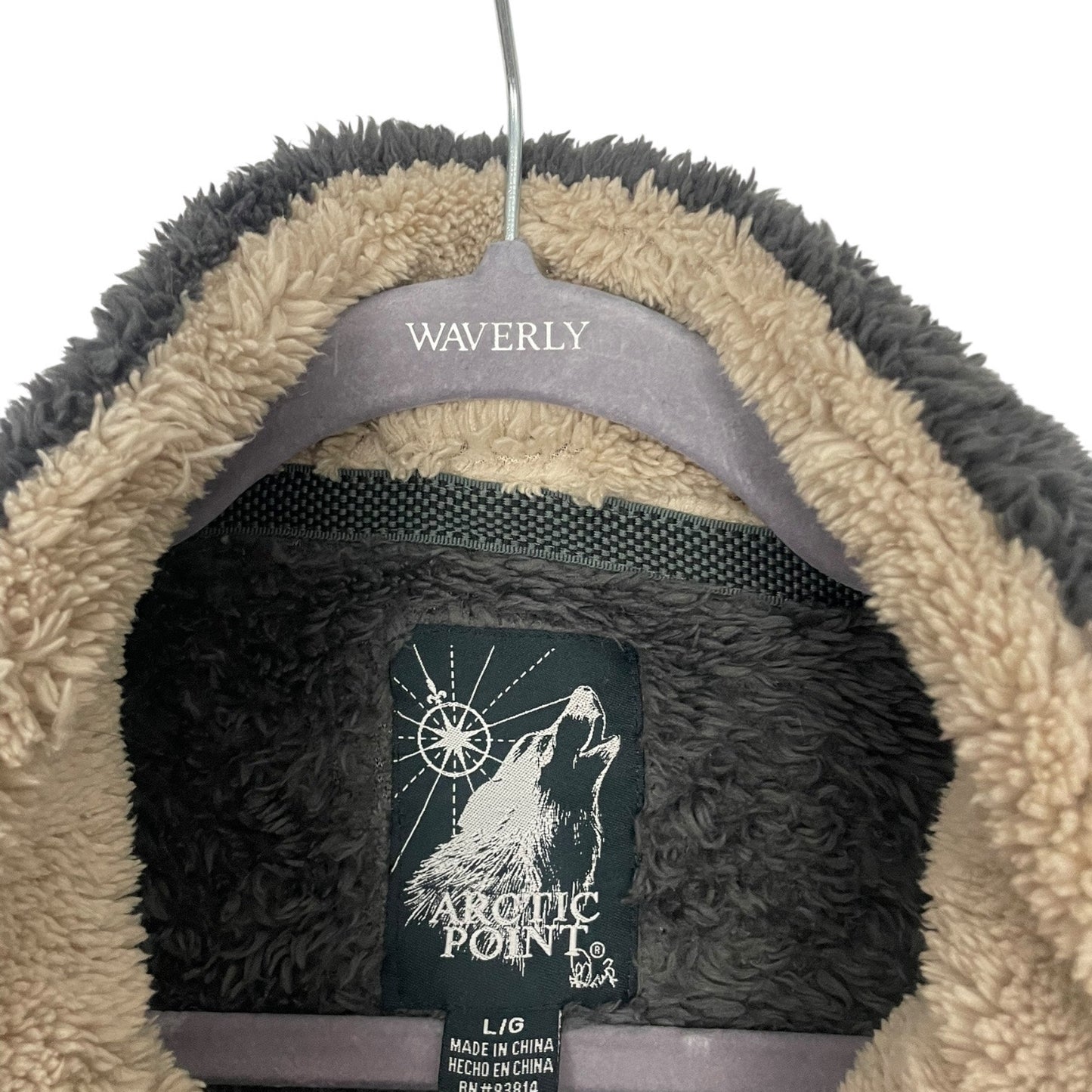 Arctic Point Vintage Fluffy Grey Faux Fur Quarter Zip