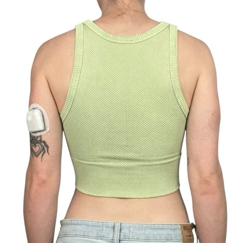 Light Green Cropped Ribbed Tank Top