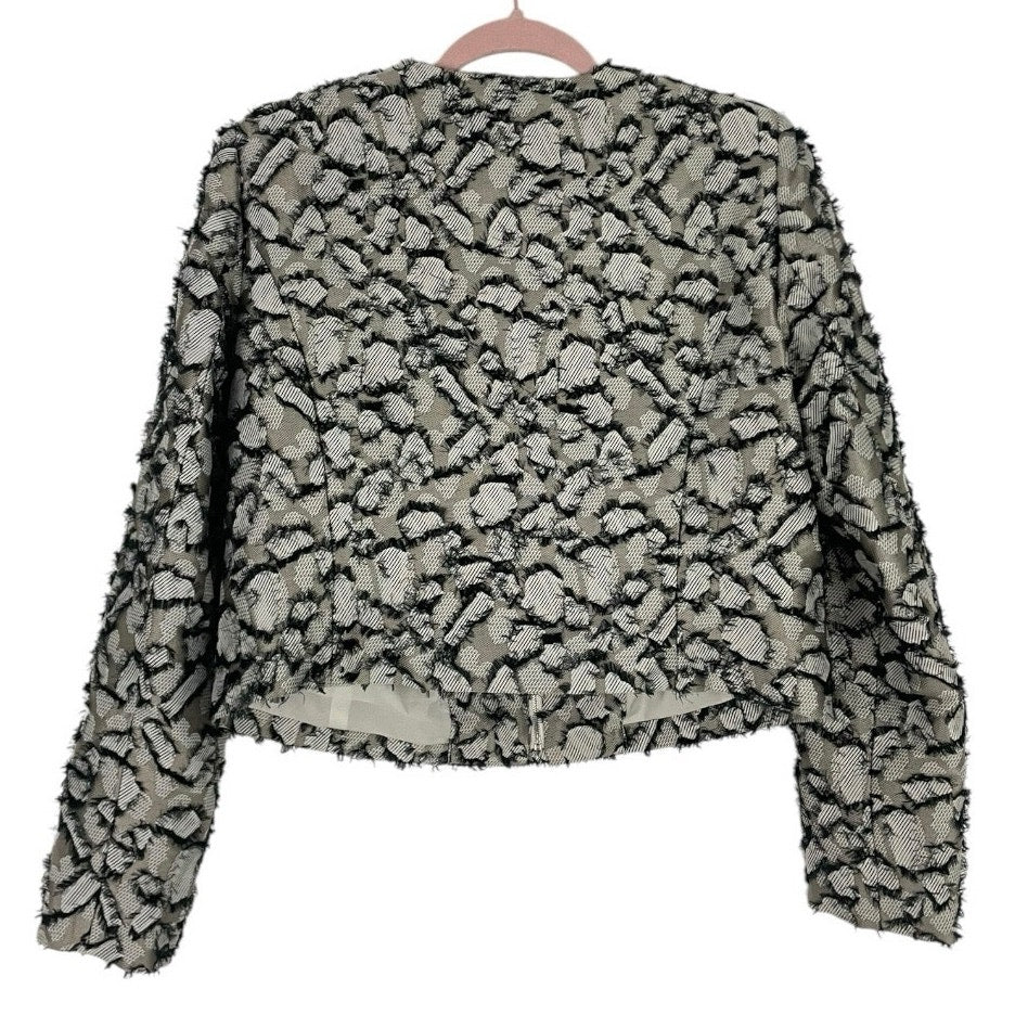 Doncaster Black & White Eyelash Lace Fringe Zip Up Jacket