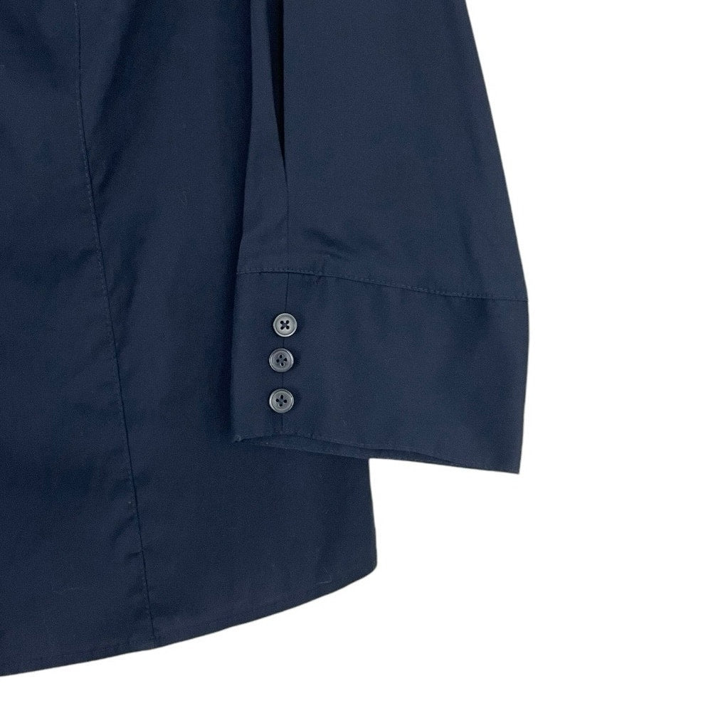 Talbots Navy Blue Stretch Long Sleeve Button Down Blouse