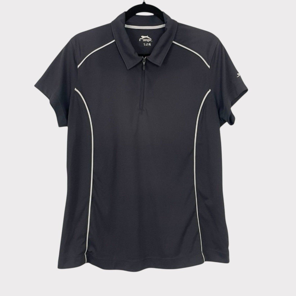 Slazenger Grey Short Sleeve Quarter Zip Active Golf Polo Shirt