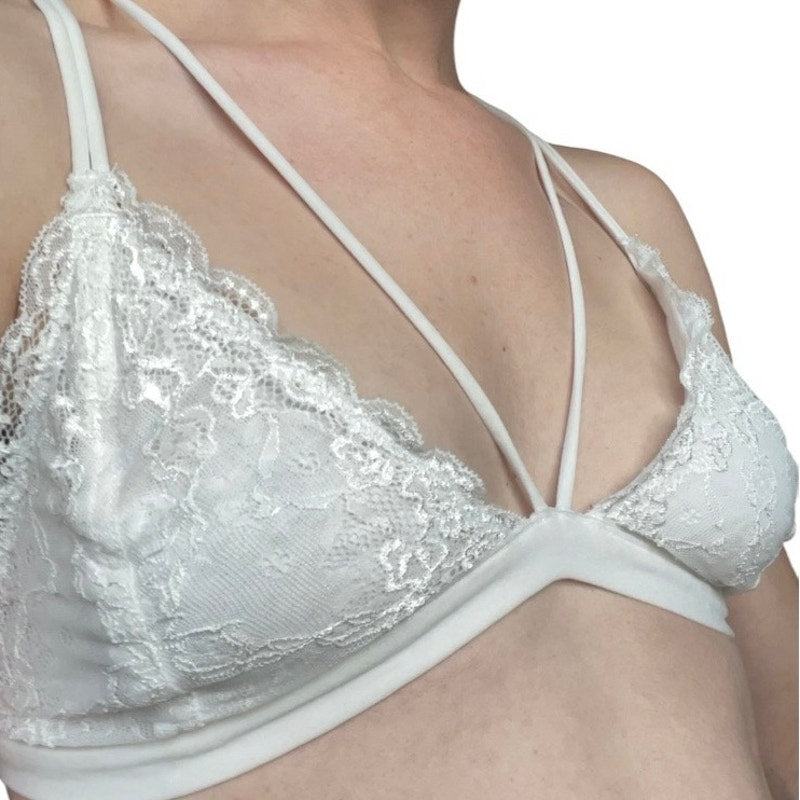 Anemone White Lace Strappy Bralette