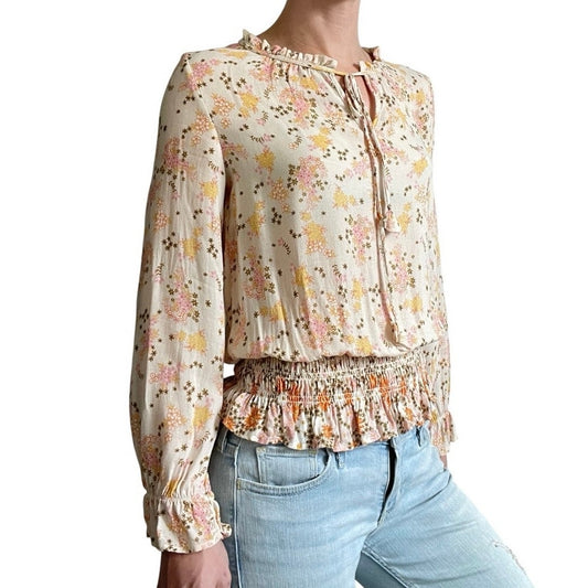 DR2 Sheer Spring Floral Long Sleeve Blouse