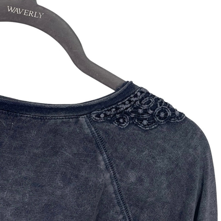 Christopher & Banks Navy Blue Boho Embellished Long Sleeve Top